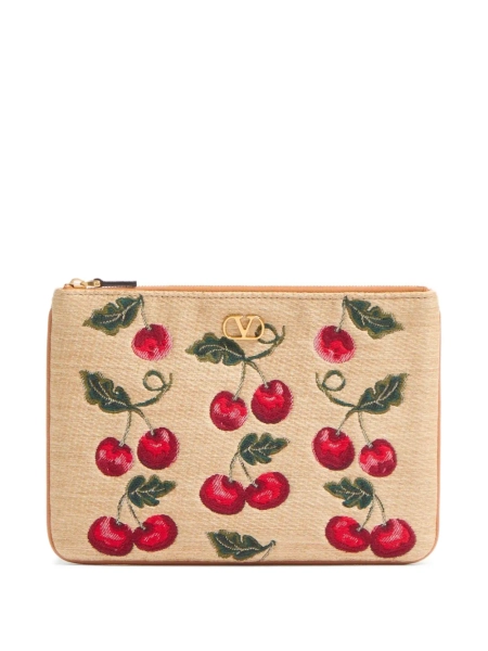 VLogo Signature Cherryfic-print clutch bag