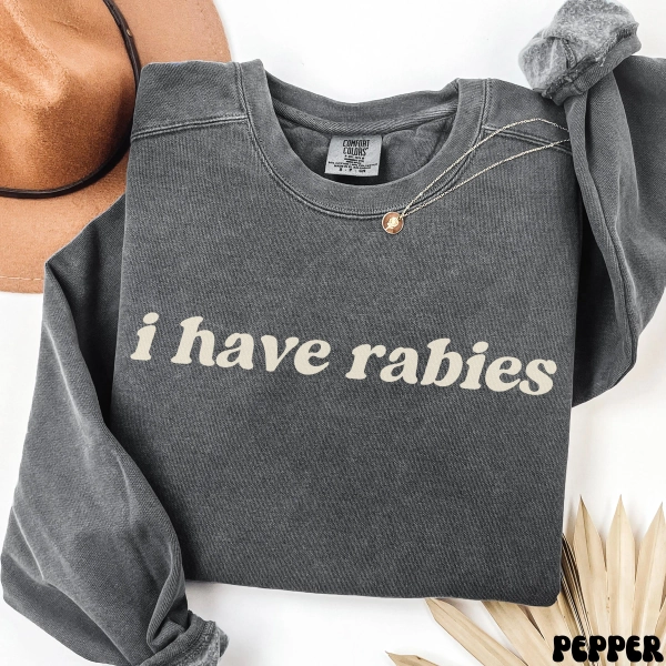 I Have Rabies Funny Comfort Colors Sweatshirt, Unhinged Meme Crewneck, Grunge Y2k Clothing, Weird Dark Humor Hoodie, Gift for Friend