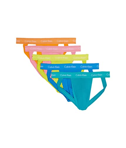 Calvin Klein Men's Pride Jock Strap - Medium - Orange Juice, Rosey Dream, Citrina, Deep Sky Blue, Island Torquoise