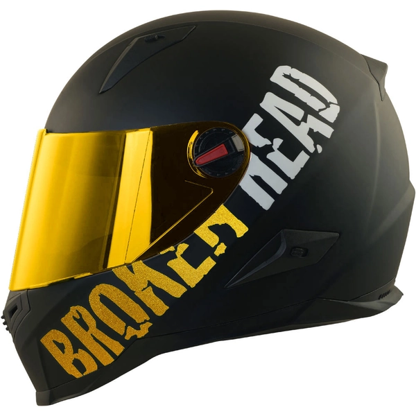 Broken Head BeProud Gold (Größe XS) Motorradhelm + Verspiegeltes Visier | LTD