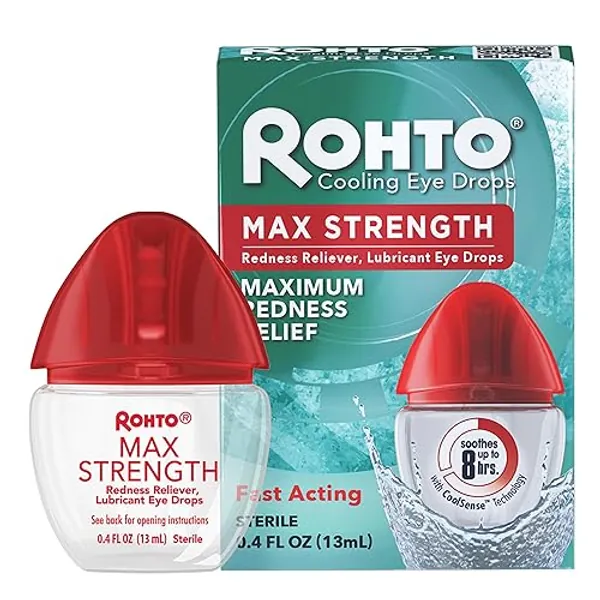 Rohto Maximum Strength Eye Drops, Redness Relief for Itchy Eye, Dry Eye Relief, and Irritated Eyes, Pack of 1 - Eye Drops