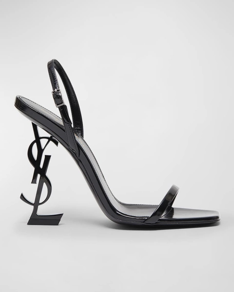 Opyum YSL Logo-Heel Sandals With Black Hardware
