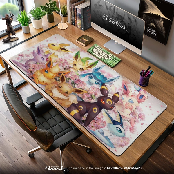 Eevee Evolutions Mouse Pad – Cute Pokémon Gaming Desk Mat with Umbreon, Sylveon, Espeon & More, Kawaii Gift