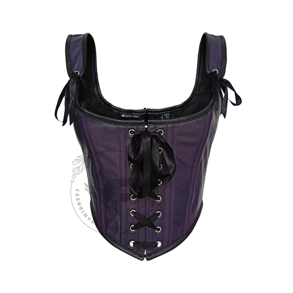 Genuine Leather Purple Renaissance Corset Top | Victorian Elizabethan Corset Blouse | Unique Cosplay Corset | Leather Top for Gothic Costume