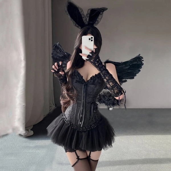 Mesh Skirt Gothic Corset Costume