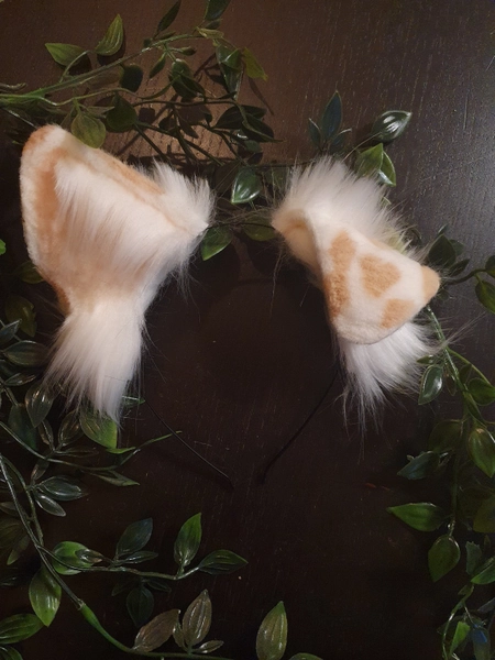 Dog Ears : Light brown Dalmatian Faux Fur dog Ears Headband/ Handmade  Ears / Faux Fur Ears/ dog Ears Headband/ Fluffy puppy Ears