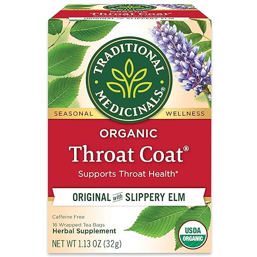 Pack of 1 x Traditional Medicinals Organic Throat Coat Herbal Tea - Caffeine Free - 16 Bags