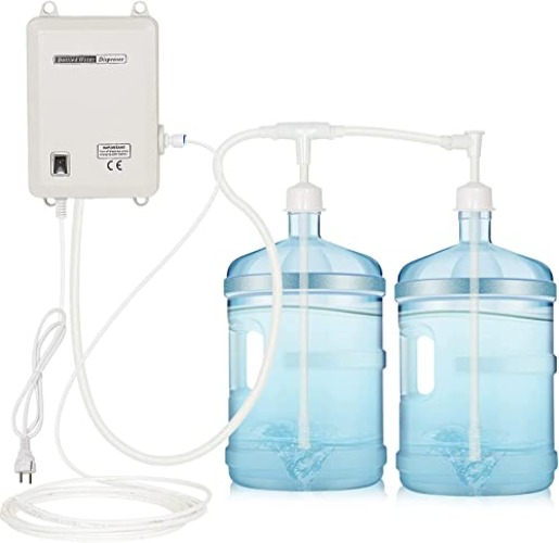 TDRSUPER Bottle Water Dispenser Pump System, 20ft 110V AC US Plug High Flow Bottled Water Dispensering with Dual Inlet for Home Kitchen Coffee Tea Machines Water Dispenser Ice-Maker Refrigerator - Dual Inlet