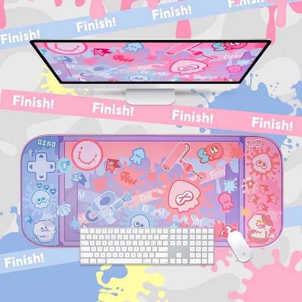 Pastel Splatoon Desk Mat Kawaii Splatoon Mouse Pad Cute Squid Gaming Room Decor
