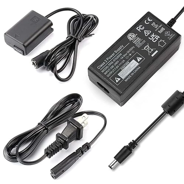 F1TP AC PW20 AC Power Supply Adapter NP-FW50 Dummy Battery Coupler kit for Sony ZV-E10, Alpha A6500 A6400 A6300 A6100 A6000 A5100 A5000 A7II A7SII A7RII A7 A7S A7R RX10 II III IV NE ZV-E10 Cameras