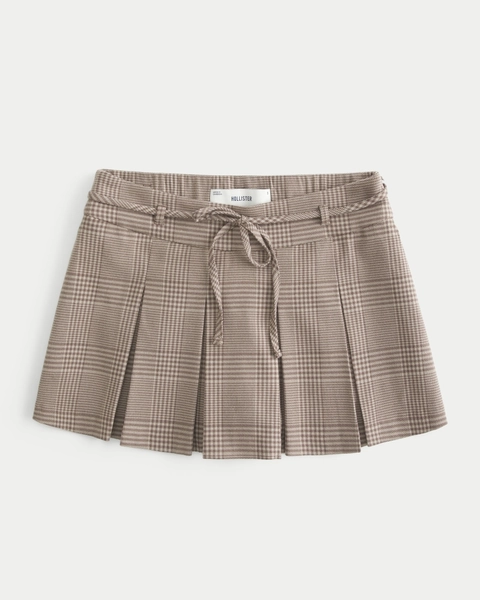 Mid-Rise Pleated Mini Skort
