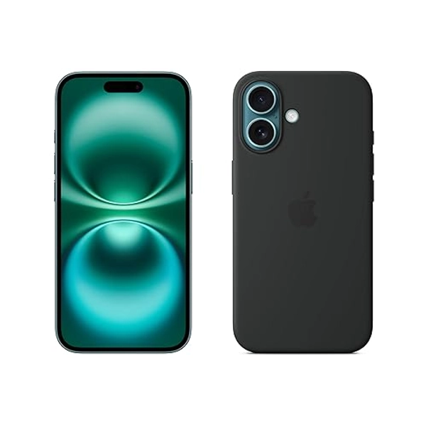 Apple iPhone 16 (512 Go) - Cyan + Coque Transparente avec MagSafe - Noir