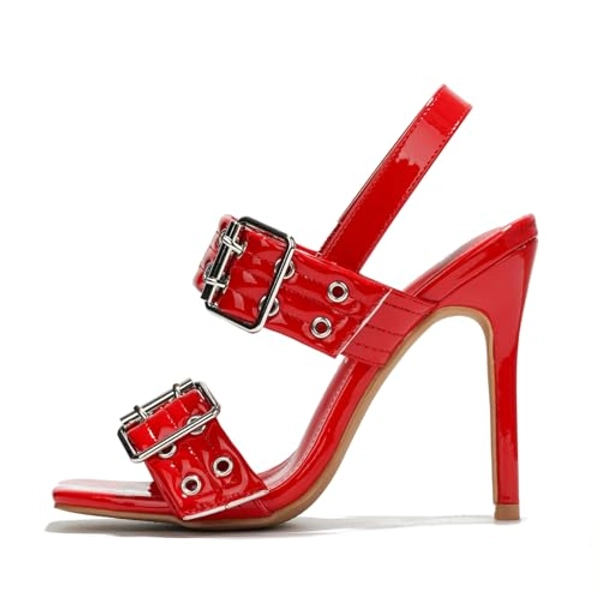 Cape Robbin Winonah High Stilettos Strap Ankle Buckle Sandals for Women Wedding Heels for Women Sexy, Bride Shoes for Wedding, Clear Strap Heels for Women