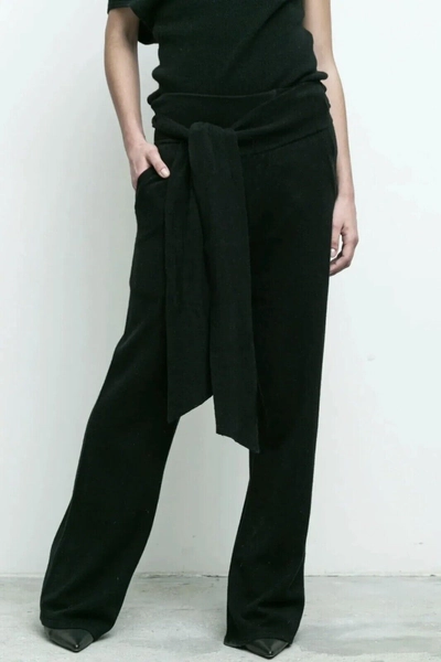 NICHOLAS K Wrap Pants S Black Wool Cashmere 