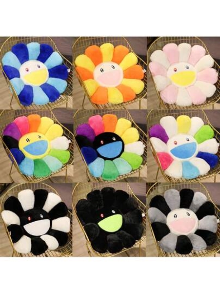 1pc 60cm/23.6inch Large-Scale Super Soft Plush Round Petal Shaped Seat Cushion, Thick & Comfortable Fluffy Chair Pad, Ideal For Office, Stuffed And Full Kids Throw Sleeping Pillow For Kids Boys Girls Adults Bedroom Holiday Party Gift, Christmas Gift Winter Warm Cushion Pillow