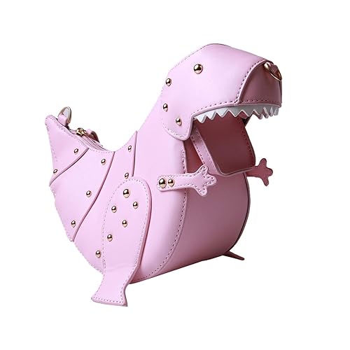 SUKUTU Upgrade Dinosaur Shape PU Leather Rivet Purses for Women, New Girls Crossbody Purses Shoulder Bag - Pink