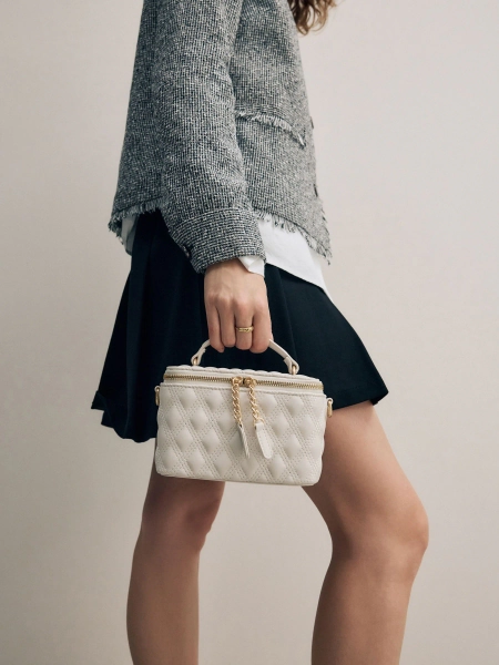 Bone Quilted Cross-Body Bag