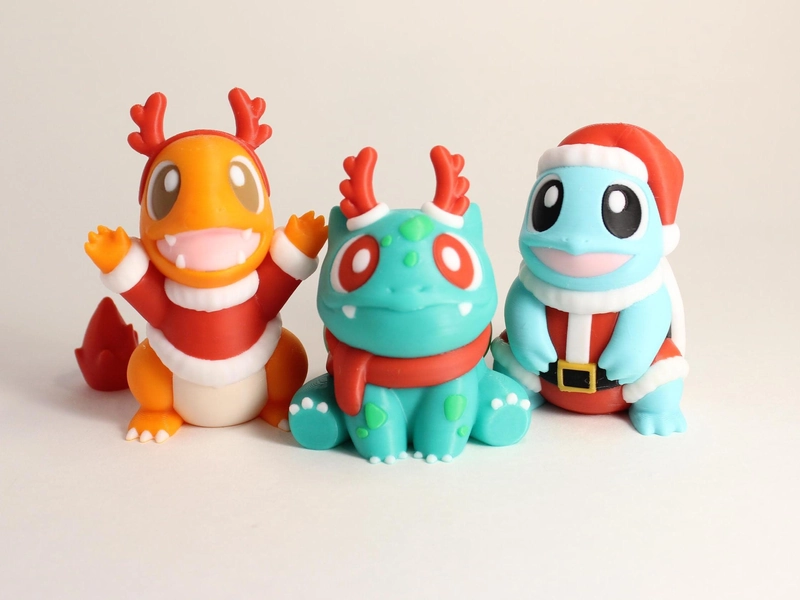 Perfect Christmas Decor & Gift, Charmander Bulbasaur Squirtle, Cute 3D Printed Festive Decoration, Pokemon Figures (3D Printed)