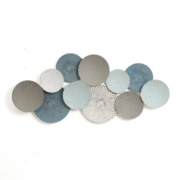 LuxenHome Metal Wall Art 47-Inch Large Wall Decor Hanging Sculptures Distressed Multi-Color Pastels Metal Accent Artwork Decorations Multicolored