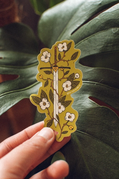 Fantasy Sword Sticker, Spring Flower, Fantasy Art, Sword Bouquet Sticker, Waterproof Sticker, Vinyl Sticker, Bookish Fan Art Sticker - Etsy Canada