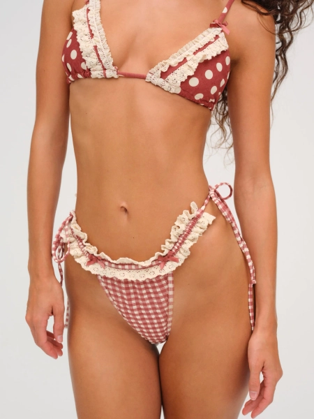 Gingham Bikini Bottom — Neutral