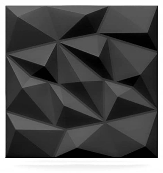 Deccart - Platten 3D Polystyrol Paneele Wand Decke Wandplatten Wandverkleidung 50x50 cm Brylant 5 m², 20 Stück, Schwarz - 5 Quadrameter - Brillant Schwarz
