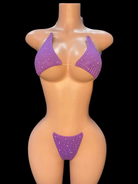 Exotic Dancewear a Naked Bikini Invisible String Rhinestones, Stripper outfit, Pole Dancing, Bottle Girls, Cam Girls, Nightclub.