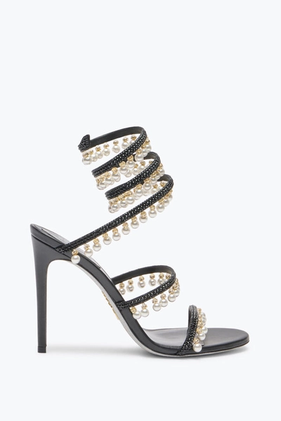 CHANDELIER BLACK SANDAL WITH PEARLS 105