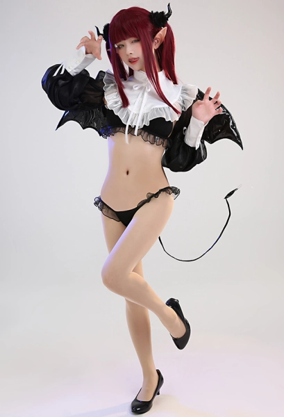 Marin Kitagawa Liz Kyun Succubus Sexy Lingerie Set Cosplay Costume Top and Panty Set with Headdress and Wings