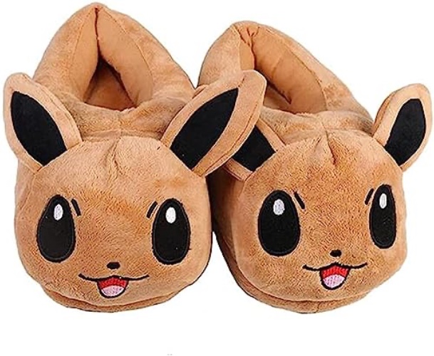HUGEE Cartoon Brown Cute Eevee Plush Slipper Home Slipper Anime Cotton Slipper Winter Slipper
