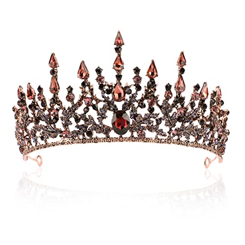 icyant Baroque Queen Crown, Gothic Crystal Crown Vintage Tiara Headband, Vintage Princess Tiara, Costume Party Hair Accessories Bridal Headpieces for Prom Bridal Christmas Gifts (Purple)