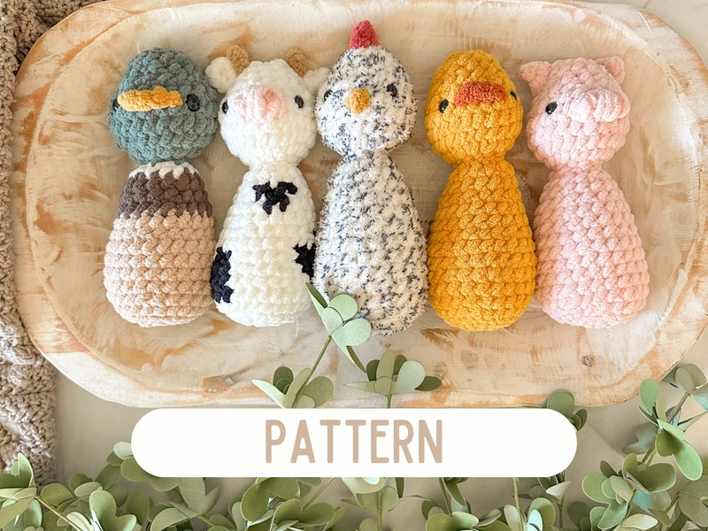 Cuddle Critters *Farm Set* Crochet Pattern BUNDLE | NO SEW Crochet Pattern | Crochet Farm Animals | Crochet Toys for Kids | Baby Shower Gift