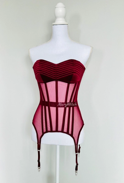 Custom overbust corset with suspenders for women. Real waist training corset for tight lacing. Steel boned corset. Corset Top, Bustier Top