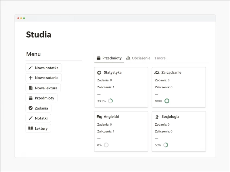 Szablon Notion dla Studentów