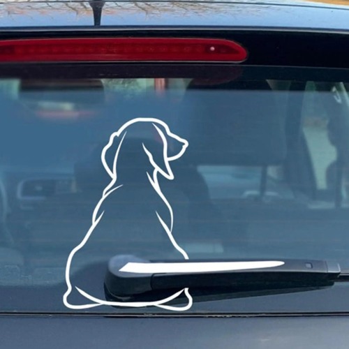 Dachshund Wagging Tail Car Sticker - White