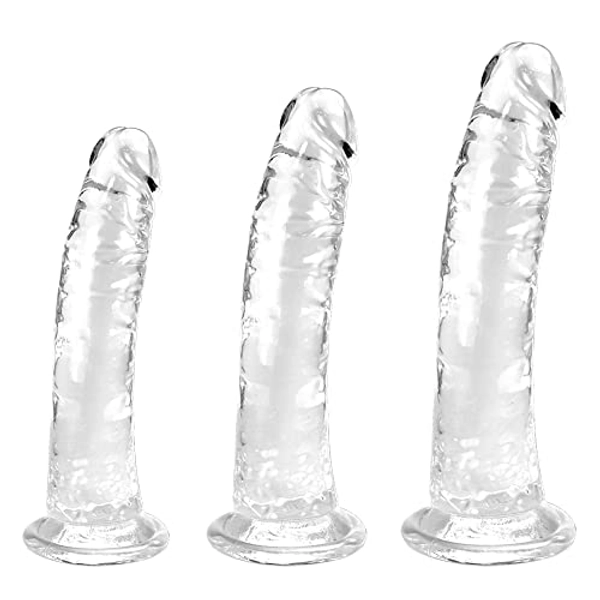 Clear Suction Dildo Set - 3 dimensioni (piccolo grande enorme) per il piacere anale e vaginale - Perfetto per principianti e utenti avanzati pene realistico