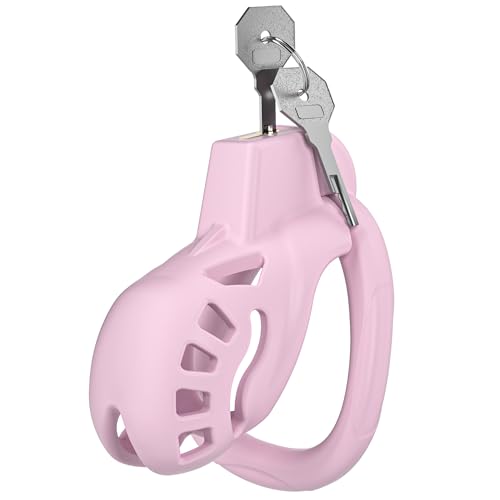 Male Chastity Cage, Small Chastity Device with 3 Sizes Rings and Invisible Lock for Man Penis Exercise Bondage Gear & Accessories Lightweight Adult Sex Toys - Pink - Small