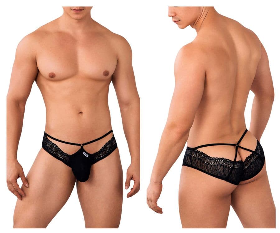 CandyMan 99624 Lace Briefs - Black / S/M