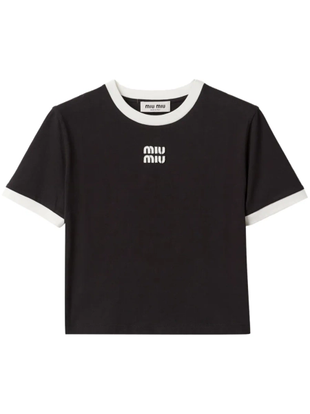 Cropped-T-Shirt mit Logo-Patch | XS