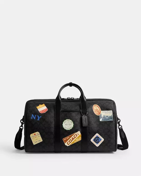 Charcoal Multi Gotham Duffle Bag 45 In Signature Canvas With Patches