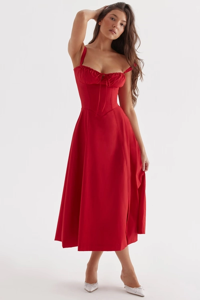 Carmen Red Rose Bustier Sundress