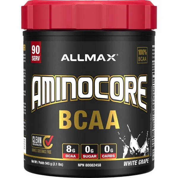 ALLMAX Nutrition - Aminocore BCAA - 8g BCAAs - 100% Pure Branch Chained Amino Acids - Gluten Free - White Grape - 945 Gram