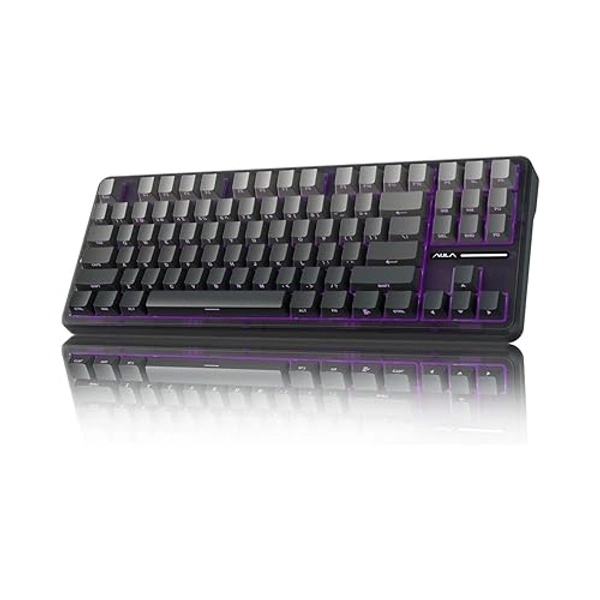 AULA F87 Pro Wireless Mechanical Keyboard,Tri-Mode BT5.0/2.4GHz/USB-C Gasket Hot Swappable Custom Keyboard,Pre-lubed Switches,Side Printed PBT Keycaps,75% TKL RGB Backlit Gaming Keyboard