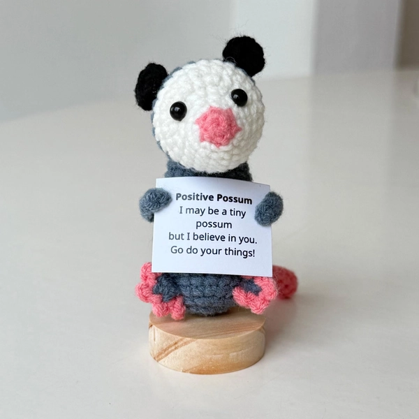 Crochet Opossum Positive With Desk Decorations, Emotional Support Possum Plush, Birthday Gift, Gifts For Children, Interesting Gifts