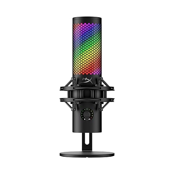 HyperX QuadCast 2 S – USB Microphone, with RGB Lighting, Streaming and Podcasting, with On-Board Controls, LED Lighting, Removable Shock Mount, PC, Mac, USB-C - Black