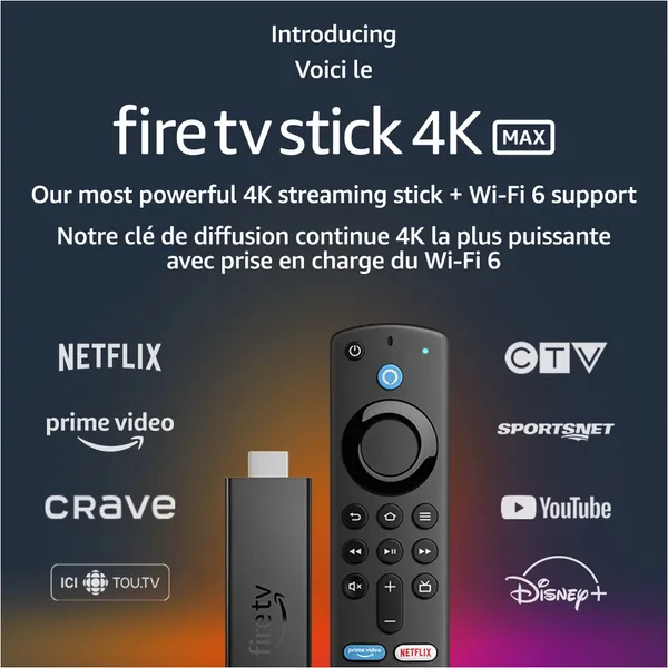 Fire TV Stick 4K Max streaming device, Wi-Fi 6, Alexa Voice Remote (includes TV controls)