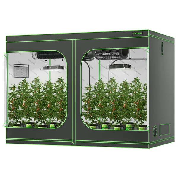 VIVOSUN 10x5 Grow Tent, 120"x60"x80" High Reflective Mylar with Observation Window and Floor Tray for Hydroponics Indoor Plant Growing for VS4000/VS6450