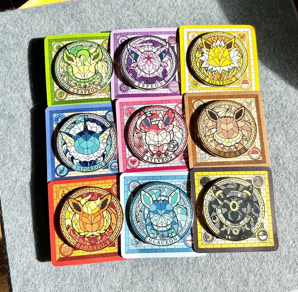 Pokemon Eevee Stained Glass Style Enamel Pin - Sylveon