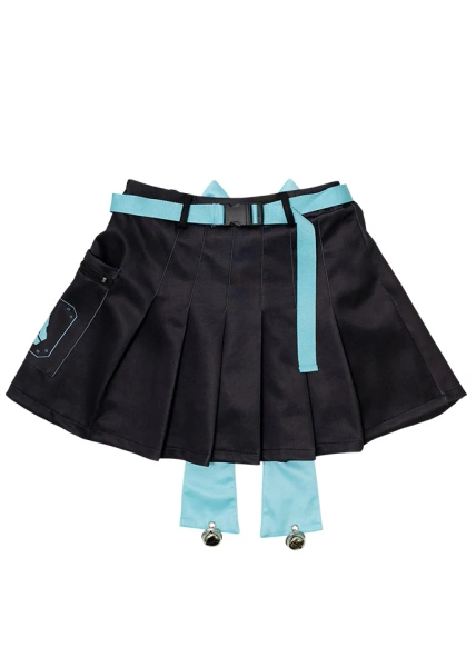 Error Code Cyberpunk Tech Pleated Black Blue Skirt