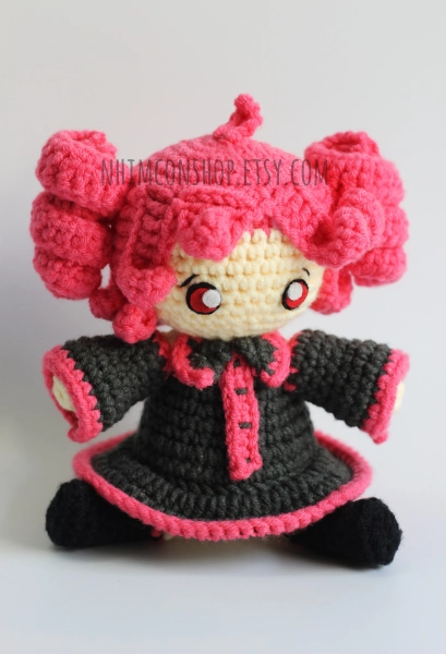Pink Hair Virtual Vocaloid Singer Anime Character Chibi Plushie Amigurumi Stuffed Toy Doll Handmade Softies Gift Baby Crochet Knit Inspired